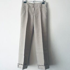 MICHAEL Michael Kors Size 0 Flax Linen Wide-leg Trousers